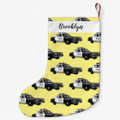 Petite Chaussette De Noël Illustration d'une voiture de police (Dos)