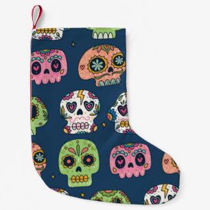 Petite Chaussette De Noël illustration vintage du crâne de sucre sans soudur
