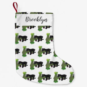 Petite Chaussette De Noël Image de dessin animé de chat en panthère noire 