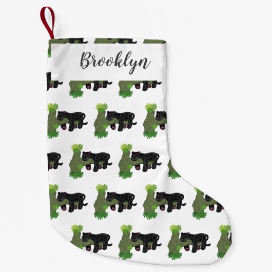 Petite Chaussette De Noël Image de dessin animé de chat en panthère noire ja (Devant)