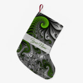 Petite Chaussette De Noël Imaginaire Monde Vert Gris Abstrait Fractal Art No (Devant (Accrochage))