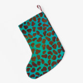 Petite Chaussette De Noël Impression Brown et Turquoise dalmate (Dos (Accrochage))