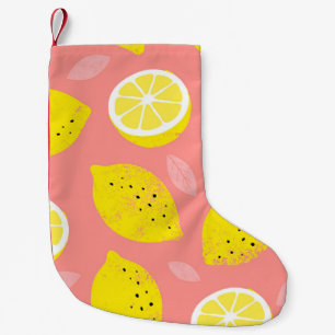 Petite Chaussette De Noël Impression de citron, motif d'été brillant et tran