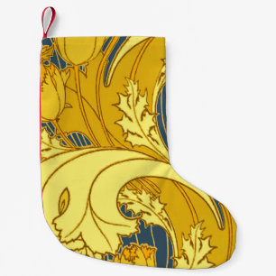 Petite Chaussette De Noël Impression de motif de tulipe : Art nouveau bleu j
