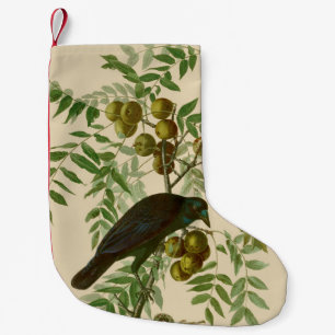 Petite Chaussette De Noël Impression d'oiseau Grackle violet d'Audubon Botan
