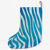Petite Chaussette De Noël Impression en bleu et blanc Zebra (Dos)