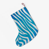 Petite Chaussette De Noël Impression en bleu et blanc Zebra (Dos (Accrochage))