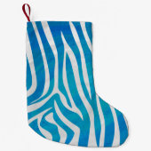 Petite Chaussette De Noël Impression en bleu et blanc Zebra (Devant)