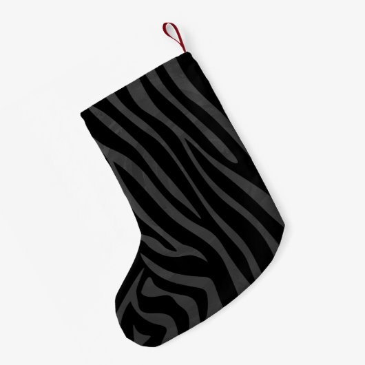 Petite Chaussette De Noël Impression noire et grise Zebra (Dos (Accrochage))