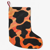 Petite Chaussette De Noël Impression noire et orange de vache (Devant)