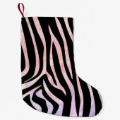 Petite Chaussette De Noël Impression noire et rose Zebra (Devant)