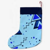 Petite Chaussette De Noël Impression rétro bleue (Dos)