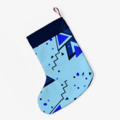 Petite Chaussette De Noël Impression rétro bleue (Dos (Accrochage))