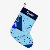 Petite Chaussette De Noël Impression rétro bleue (Devant (Accrochage))