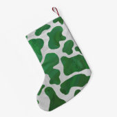 Petite Chaussette De Noël Impression verte et blanche de vache (Dos (Accrochage))
