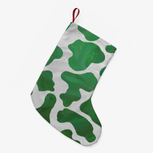 Petite Chaussette De Noël Impression verte et blanche de vache
