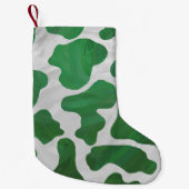 Petite Chaussette De Noël Impression verte et blanche de vache (Devant)