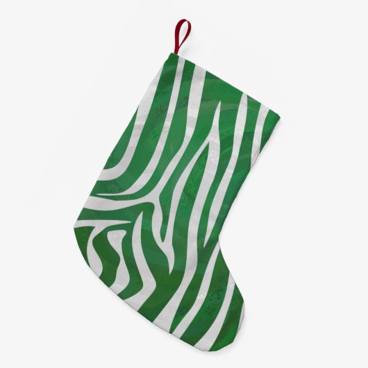 Petite Chaussette De Noël Impression verte et blanche Zebra (Devant (Accrochage))