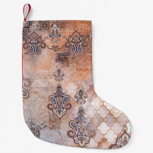 Petite Chaussette De Noël Impression vintage classique avec patchwork, paisl