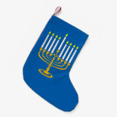 Petite Chaussette De Noël imprimé jaune menorah hanoukka (Devant (Accrochage))