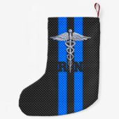 Petite Chaussette De Noël Infirmière inscrite RN Caduceus Carbon Fiber Strip (Dos)