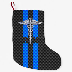 Petite Chaussette De Noël Infirmière inscrite RN Caduceus Carbon Fiber Strip