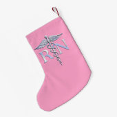Petite Chaussette De Noël Infirmière inscrite RN Caduceus sur Pastel Pink (Dos (Accrochage))