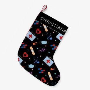 Petite Chaussette De Noël Infirmière RN personnalisée   Docteur Motif Médica
