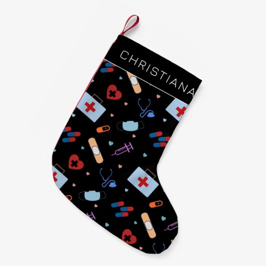 Petite Chaussette De Noël Infirmière RN personnalisée | Docteur Motif Médica (Devant (Accrochage))