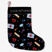 Petite Chaussette De Noël Infirmière RN personnalisée | Docteur Motif Médica (Devant)