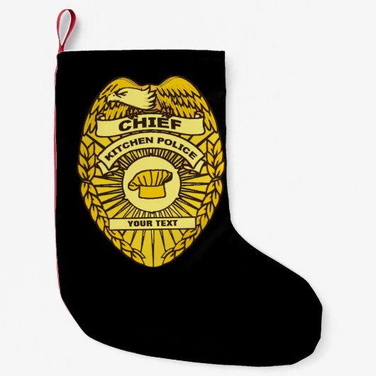 Petite Chaussette De Noël Insigne du chef de la police de cuisine (Devant)
