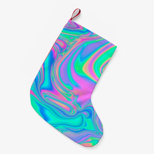 Petite Chaussette De Noël Iridescente marbrée texture holographique en dynam (Devant (Accrochage))
