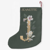 Petite Chaussette De Noël J Monogram Floral Personnalisé (Dos)
