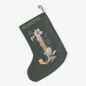 Petite Chaussette De Noël J Monogram Floral Personnalisé (Dos (Accrochage))