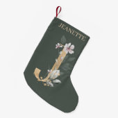 Petite Chaussette De Noël J Monogram Floral Personnalisé (Devant (Accrochage))