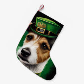 Petite Chaussette De Noël Jack Russell Chien en robe de fête St. Patrick (Devant (Accrochage))