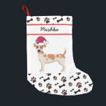 Petite Chaussette De Noël Jack Russell Terrier Noël, Nom du chien personnali<br><div class="desc">Motif mignon Avec Nom Personnalisé Chien race Jack Russell Terrier Stocking de Noël</div>