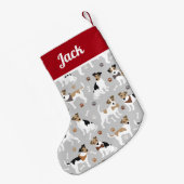 Petite Chaussette De Noël Jack Russell Terrier Patrouilles et os (Dos (Accrochage))
