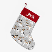 Petite Chaussette De Noël Jack Russell Terrier Patrouilles et os (Devant (Accrochage))