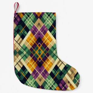 Petite Chaussette De Noël Jacquard Mardi Gras jaune violet vert