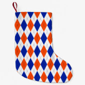 Petite Chaussette De Noël Jacquard orange et bleu diamant (Devant)
