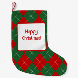 Petite Chaussette De Noël Jacquard preppy Tartan Diamond Plaid Rouge Vert