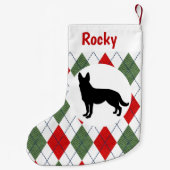 Petite Chaussette De Noël Jacquard rouge et vert de berger allemand (Dos)