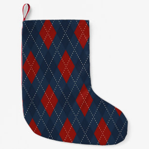Petite Chaussette De Noël Jacquard Royal Bleu Motif de Noël