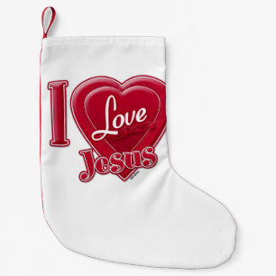 Petite Chaussette De Noël J'aime Jésus Coeur Rouge