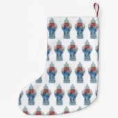 Petite Chaussette De Noël Jar de gingembre bleu et blanc (Dos)