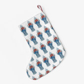 Petite Chaussette De Noël Jar de gingembre bleu et blanc (Dos (Accrochage))