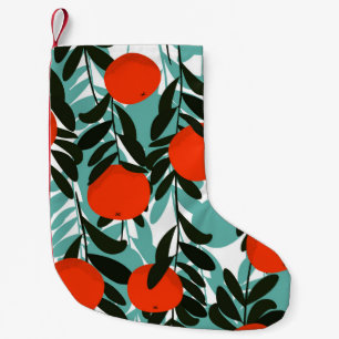 Petite Chaussette De Noël Jardin de fruits orange incolore Imprimer