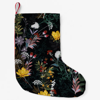 Petite Chaussette De Noël Jardin floral foncé : Motif nocturne florissant