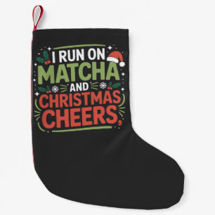 Petite Chaussette De Noël Je cours sur Matcha et Noël Cheers Boisson Verte